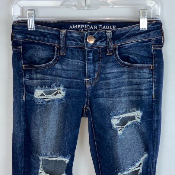 American Eagle Dark Wash Super Low Jegging Jeans - Picture 2 of 10